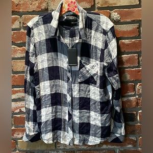 NWT RAILS RAYON BLUE AND WHITE CHECKED LONG SLEEVE BUTTON DOWN SIZE LARGE